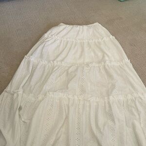 SHEIN White Tiered Eyelet Maxi Skirt